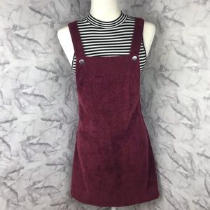 Shein Outfit Corduroy Dress and Striped Crop Top